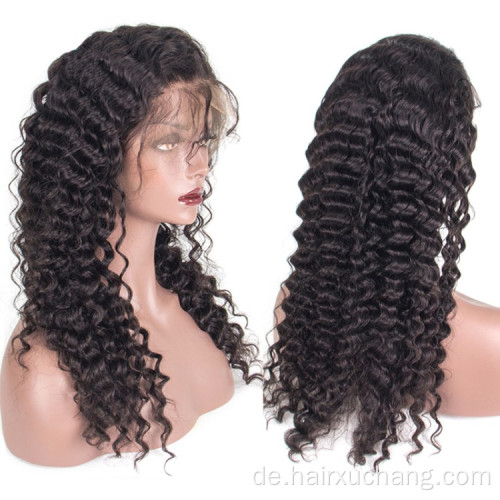 Premium peruanische Haar Perücke: Deep Wave Full Lace Front Perücke